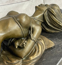 Erotic Art Bondage Girl Tied Up S&M Sex Bronze Sculpture Signed