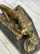 Erotic Art Bondage Girl Tied Up S&M Sex Bronze Sculpture Signed