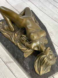 Erotic Art Bondage Girl Tied Up S&M Sex Bronze Sculpture Signed