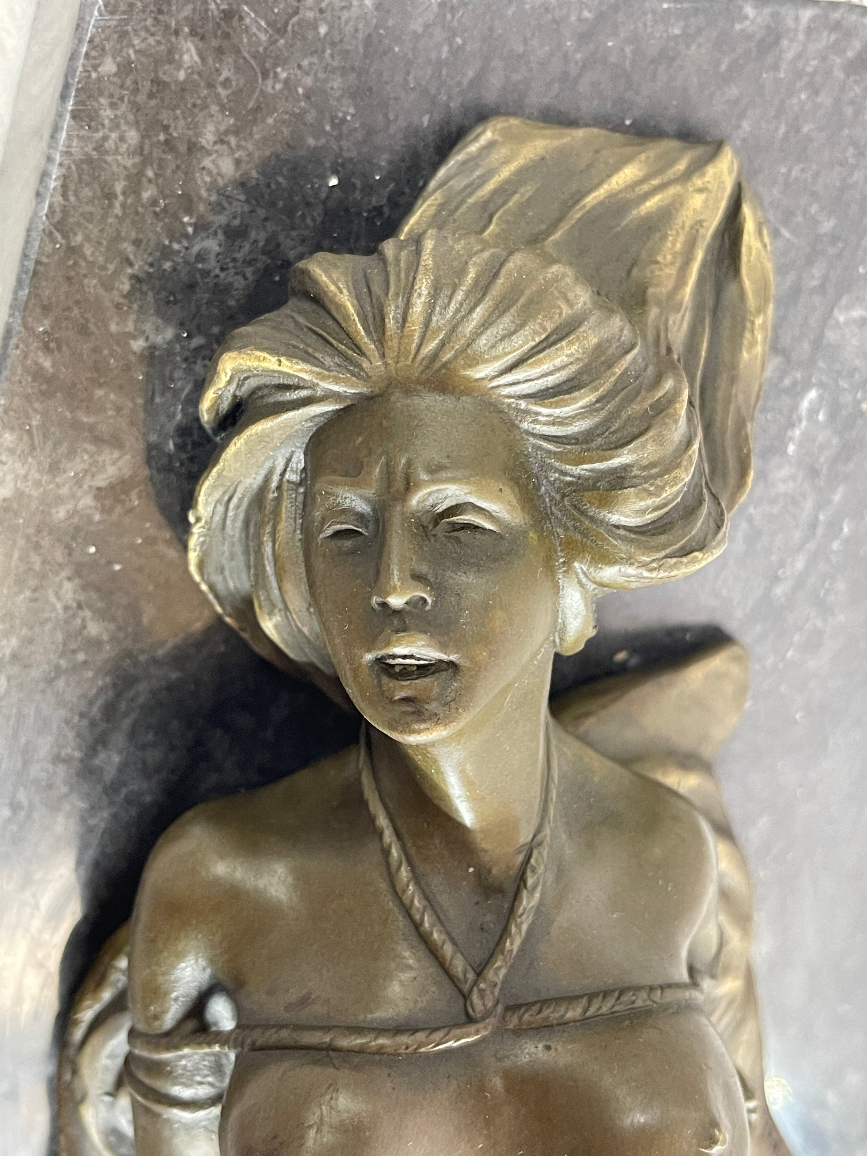 Erotic Art Bondage Girl Tied Up S&M Sex Bronze Sculpture Signed