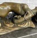 Erotic Art Bondage Girl Tied Up S&M Sex Bronze Sculpture Signed