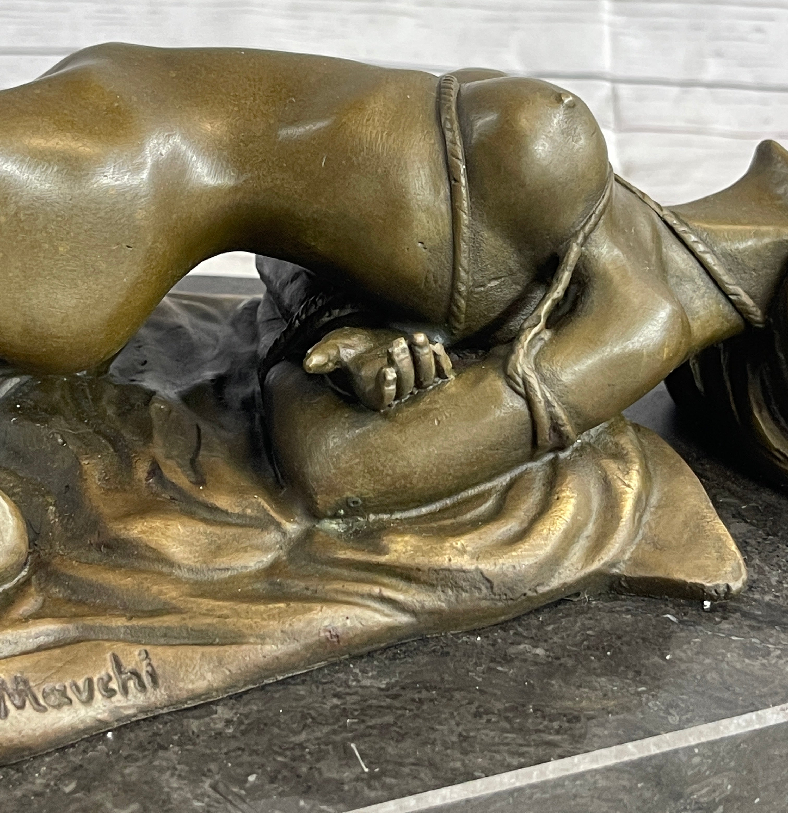 Erotic Art Bondage Girl Tied Up S&M Sex Bronze Sculpture Signed