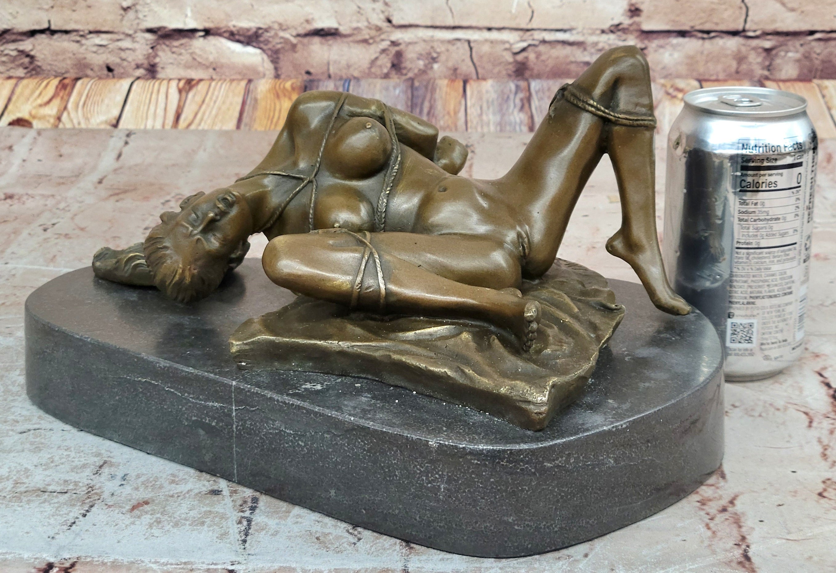 Erotic Bondage Bronze Sculpture Figure Girl Tied Up on her Back Mavchi