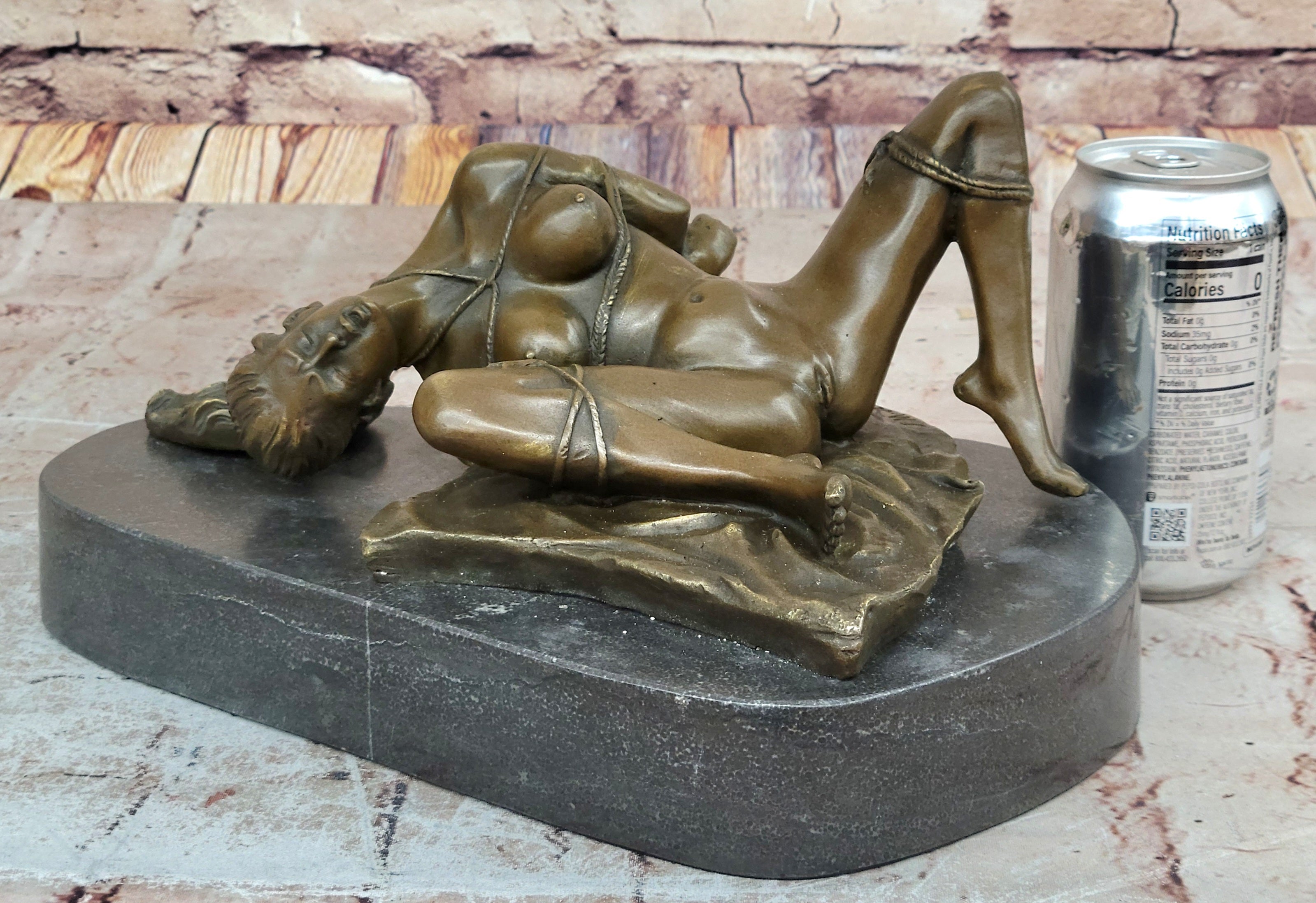 Erotic Bondage Bronze Sculpture Figure Girl Tied Up on her Back Mavchi