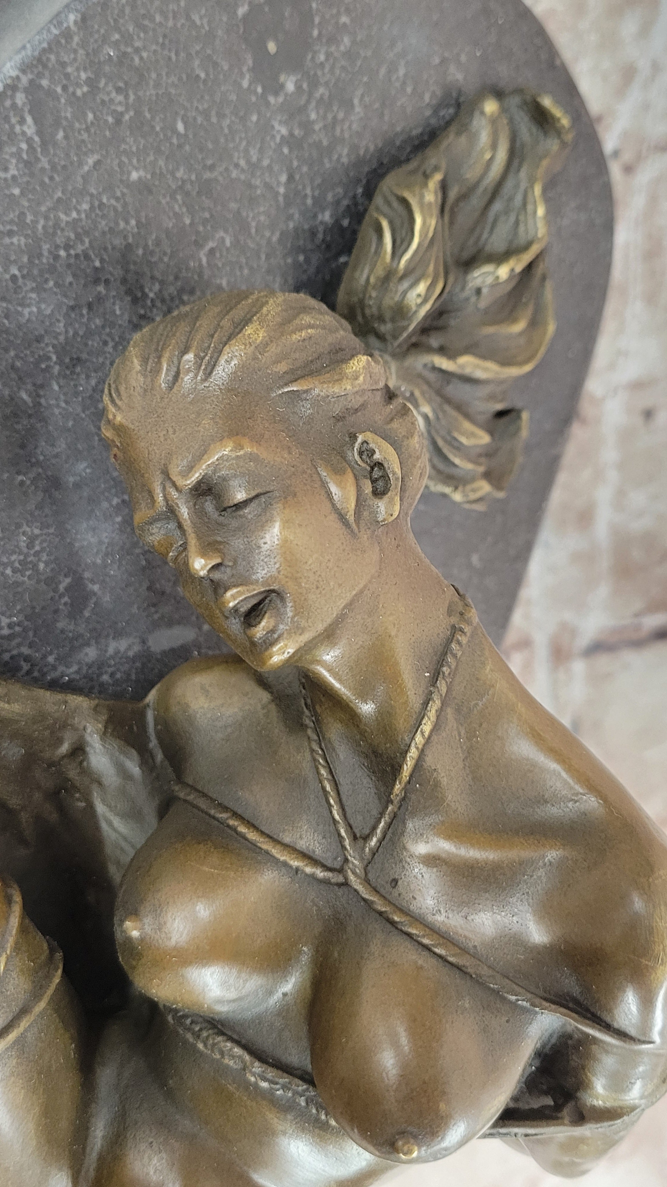 Erotic Bondage Bronze Sculpture Figure Girl Tied Up on her Back Mavchi