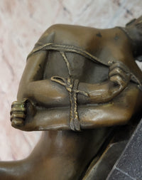 Erotic Bondage Bronze Sculpture Figure Girl Tied Up on her Back Mavchi