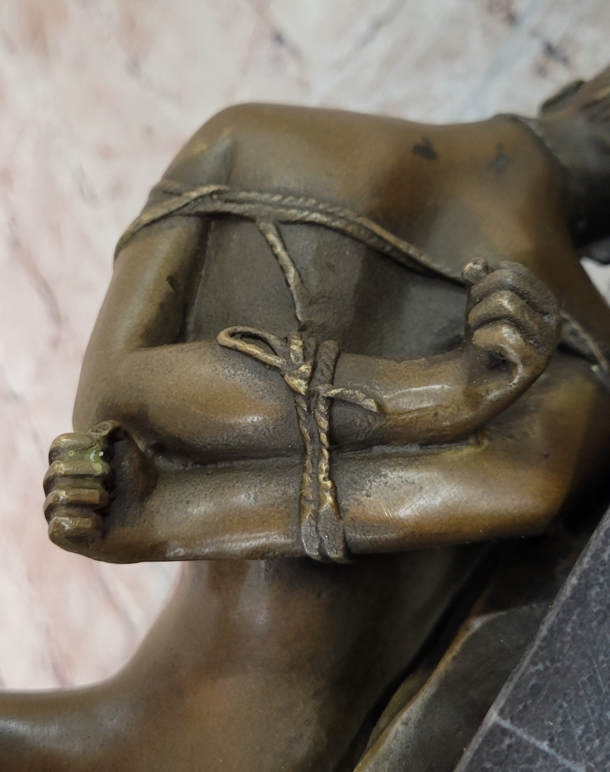 Erotic Bondage Bronze Sculpture Figure Girl Tied Up on her Back Mavchi