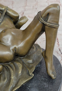 Erotic Bondage Bronze Sculpture Figure Girl Tied Up on her Back Mavchi
