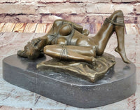 Erotic Bondage Bronze Sculpture Figure Girl Tied Up on her Back Mavchi