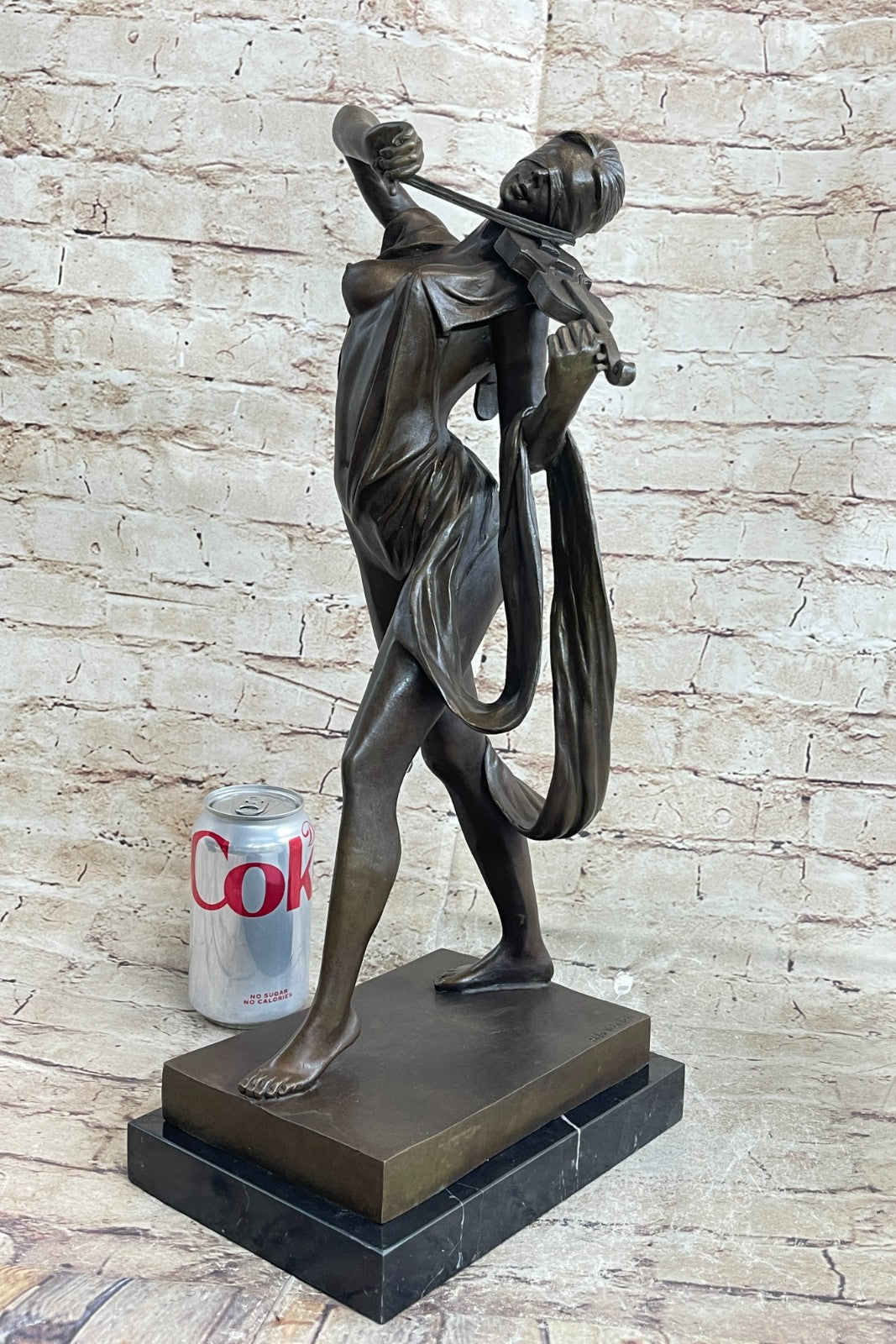 Abstract Female Musician 100% Genuine Bronze Marble Sculpture