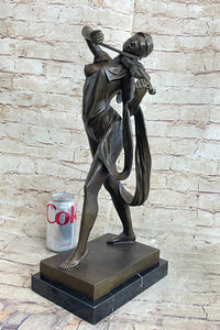 Abstract Female Musician 100% Genuine Bronze Marble Sculpture