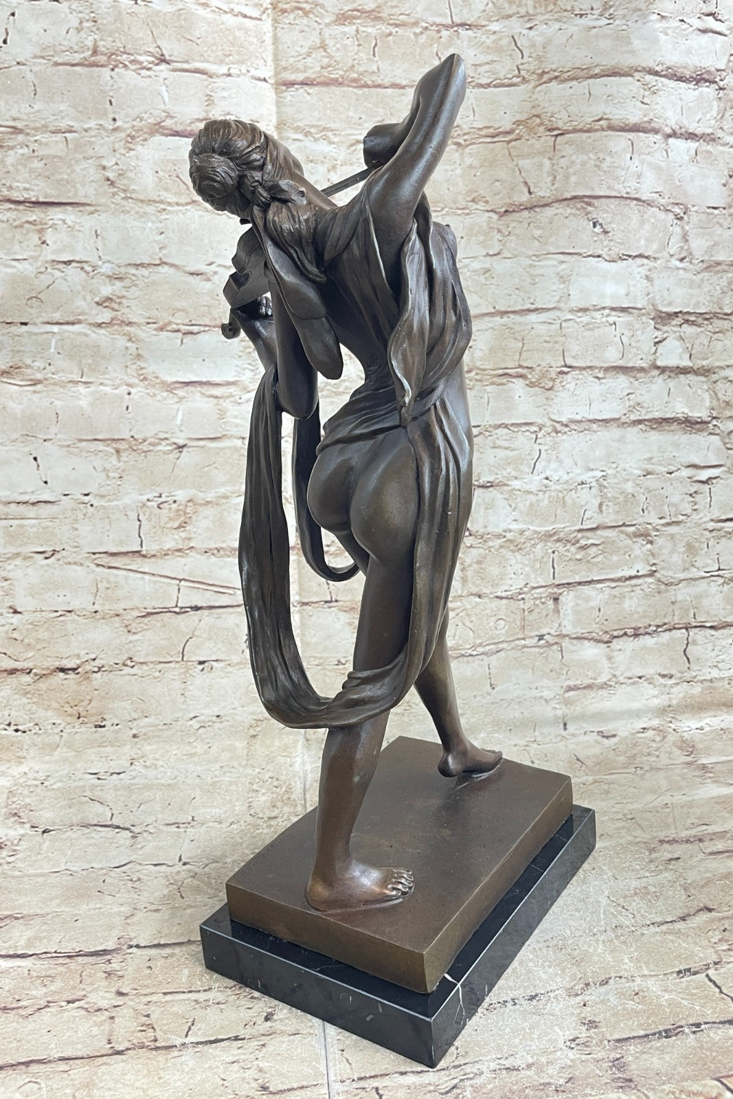 Abstract Female Musician 100% Genuine Bronze Marble Sculpture