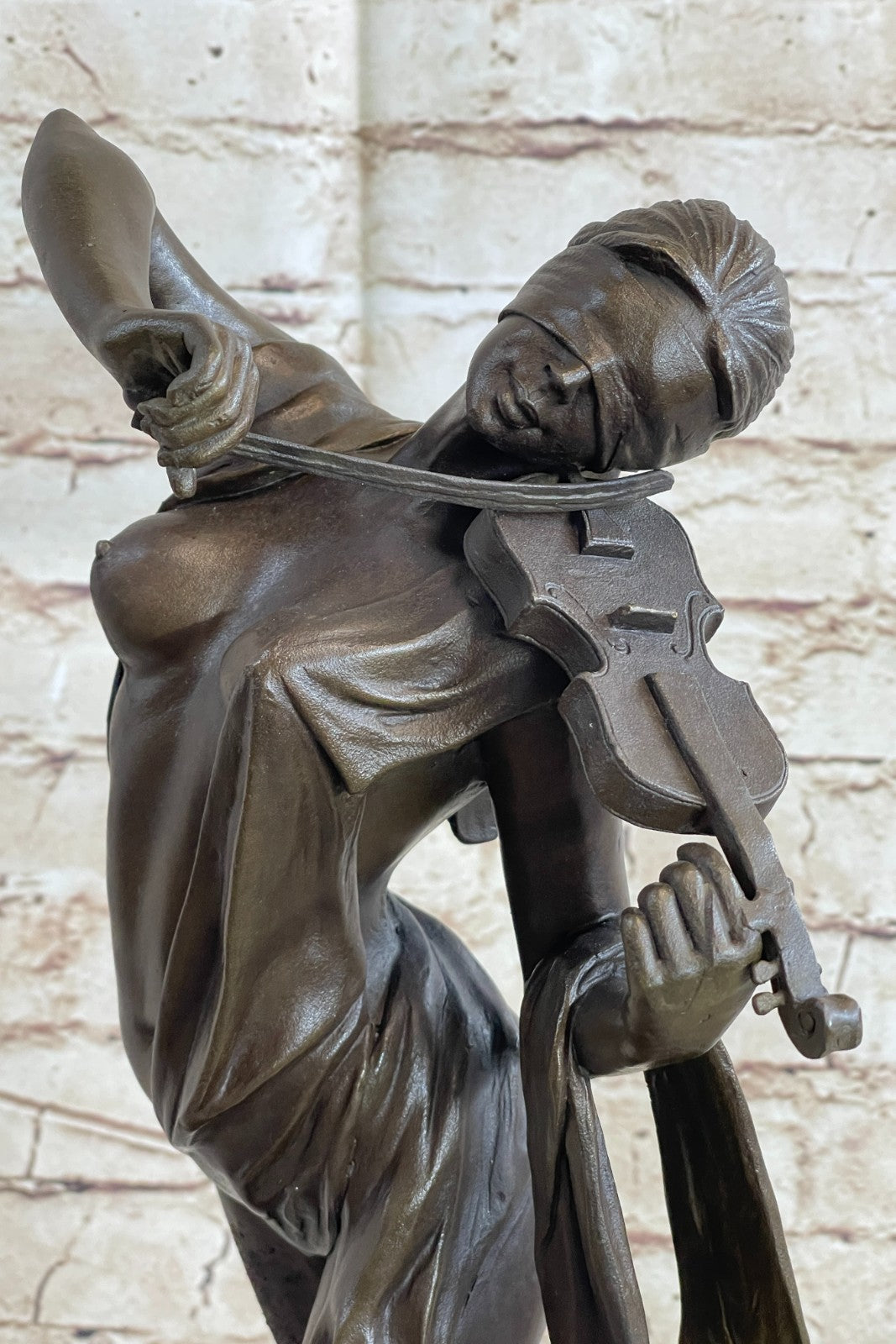Abstract Female Musician 100% Genuine Bronze Marble Sculpture