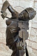 Abstract Female Musician 100% Genuine Bronze Marble Sculpture