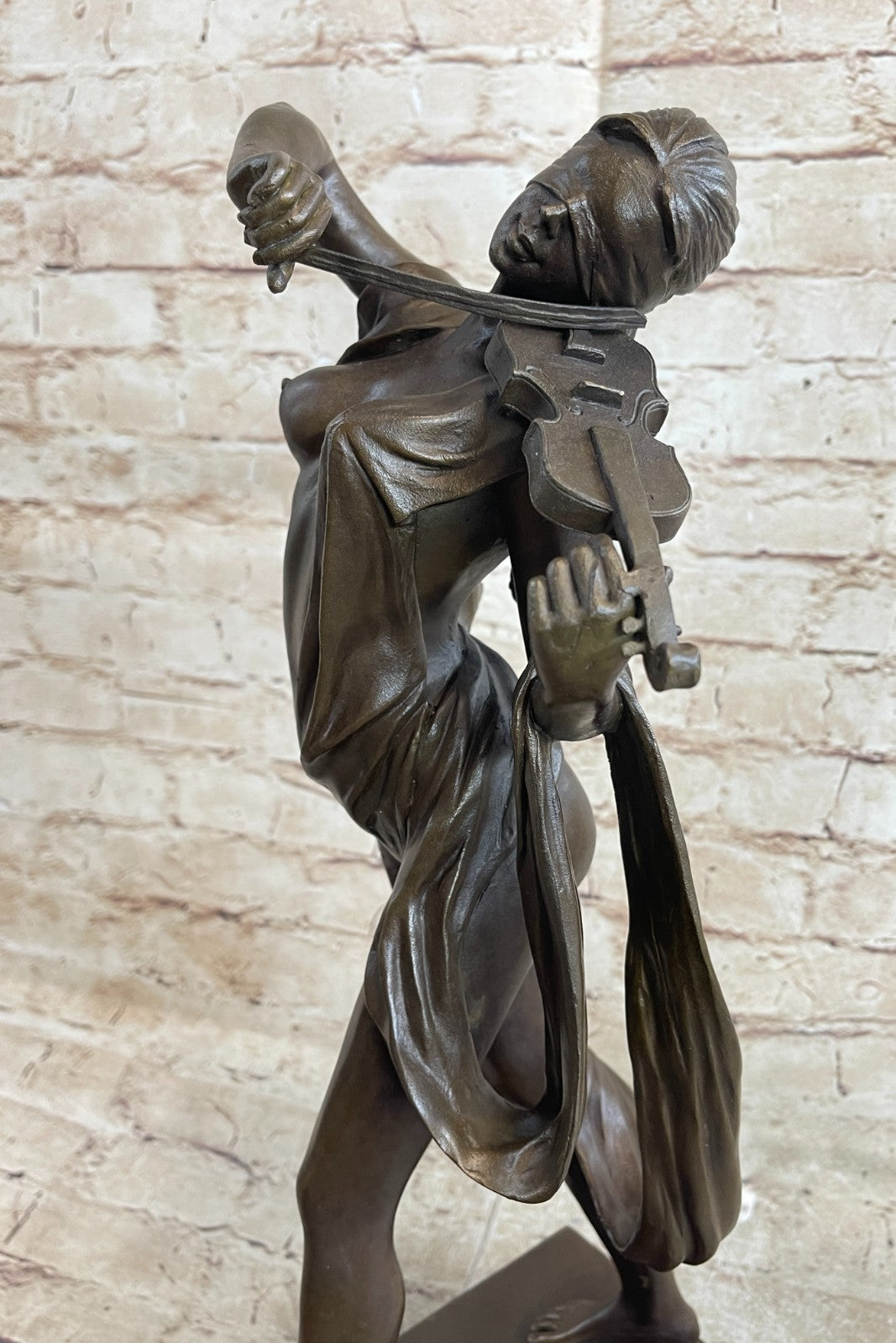 Abstract Female Musician 100% Genuine Bronze Marble Sculpture