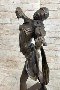 Abstract Female Musician 100% Genuine Bronze Marble Sculpture