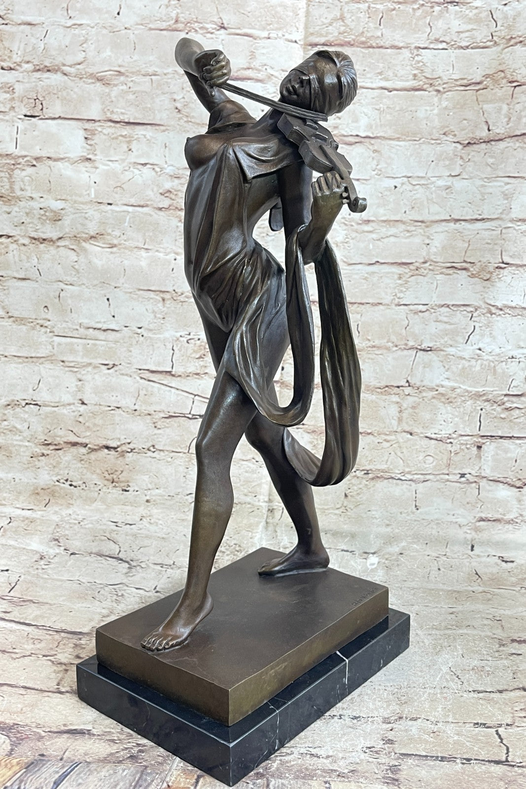 Abstract Female Musician 100% Genuine Bronze Marble Sculpture