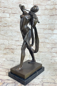 Abstract Female Musician 100% Genuine Bronze Marble Sculpture