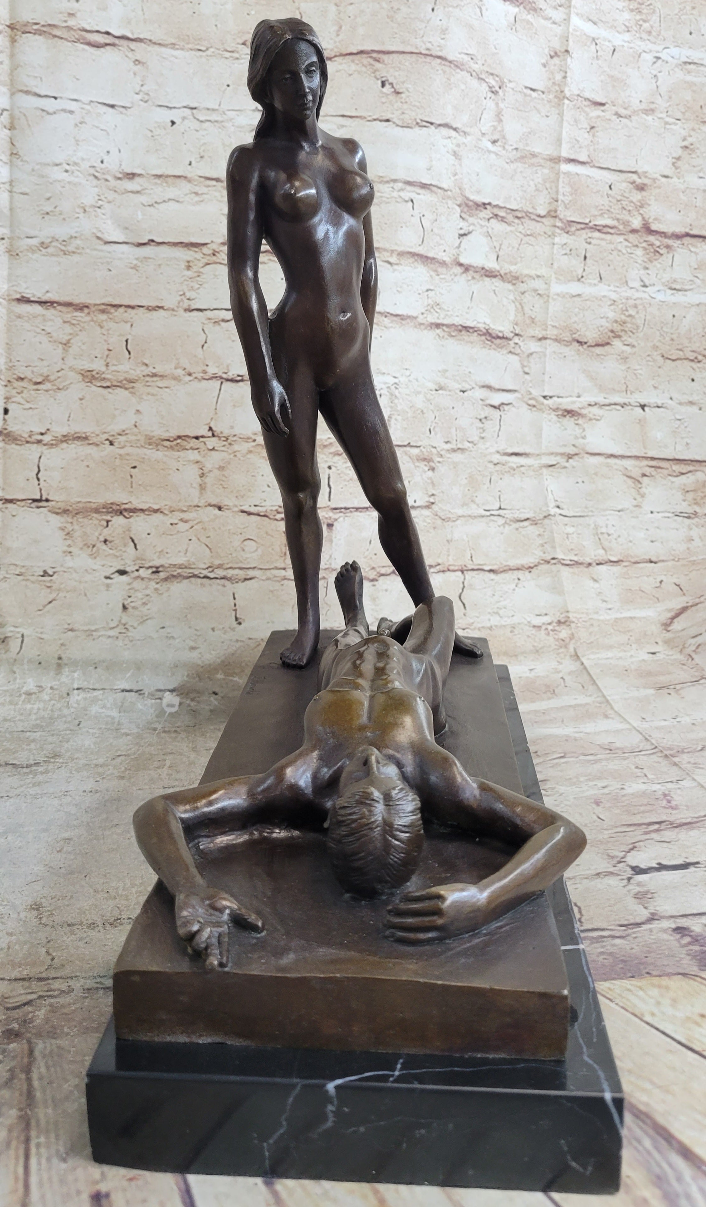 Extra Large Nude Erotic Couple Bronze Sculpture Marble Base SALE
