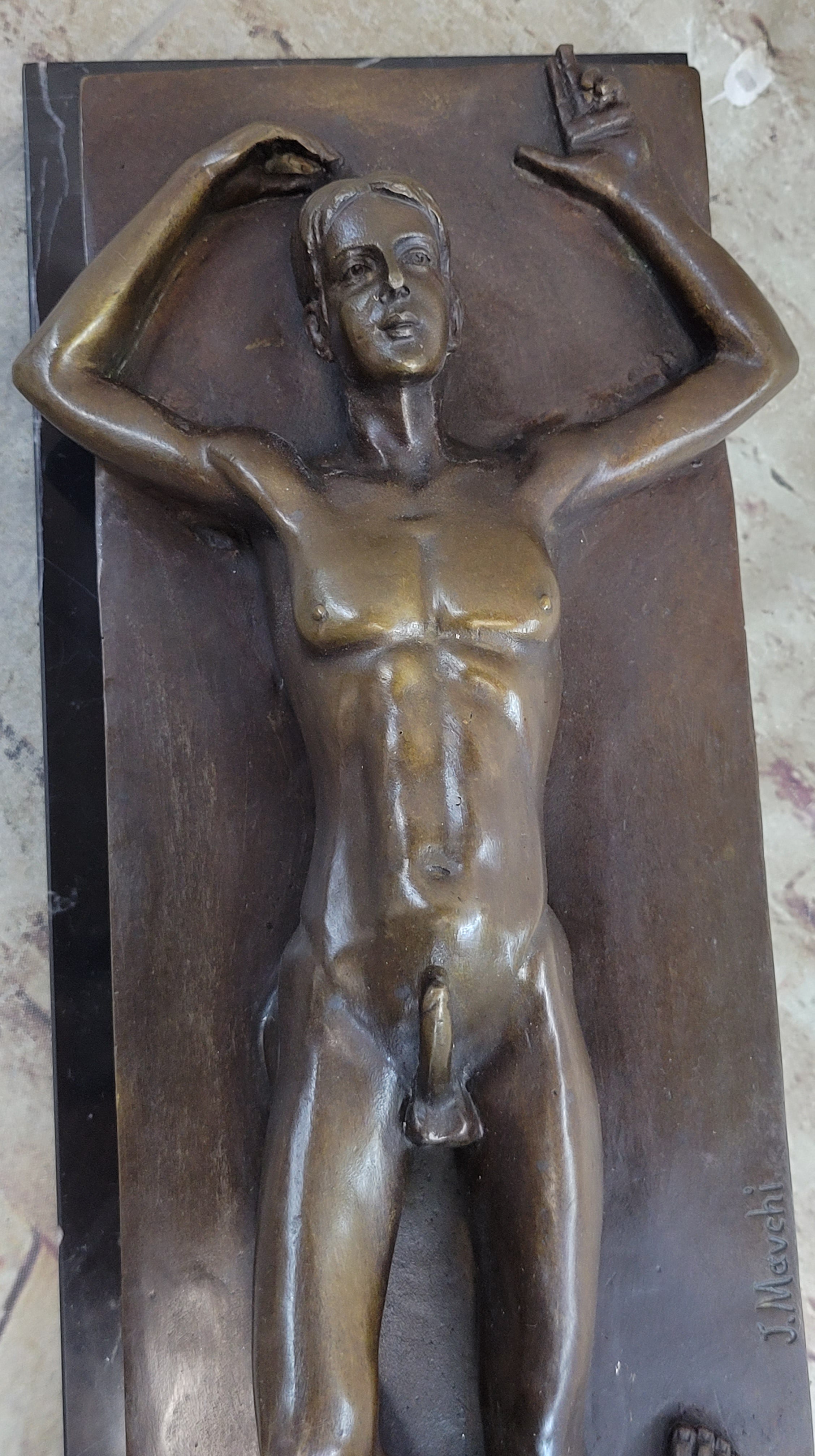 Extra Large Nude Erotic Couple Bronze Sculpture Marble Base SALE