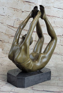 Rare Original Sport Gymnast Bronze Sculpture Marble