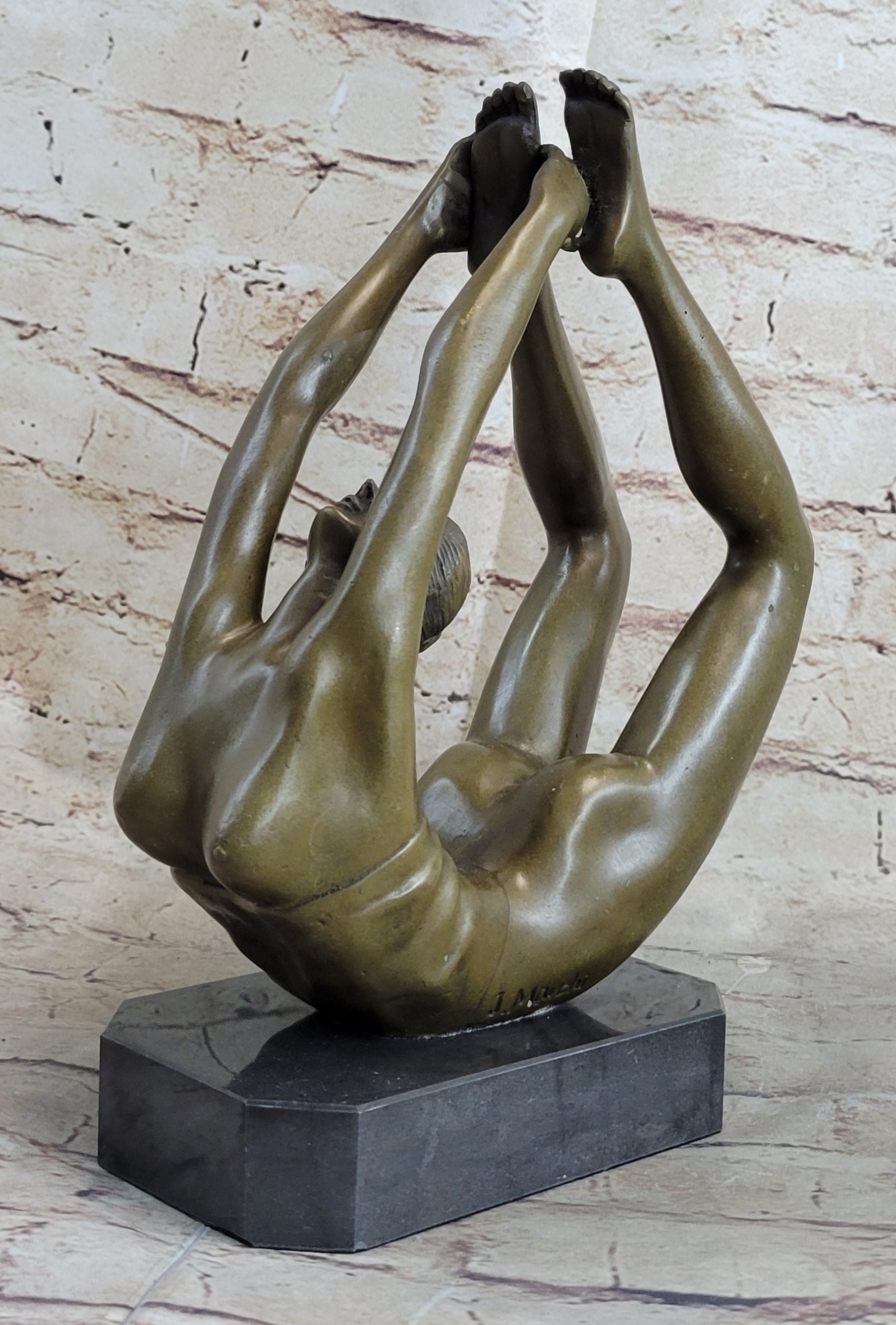 Rare Original Sport Gymnast Bronze Sculpture Marble