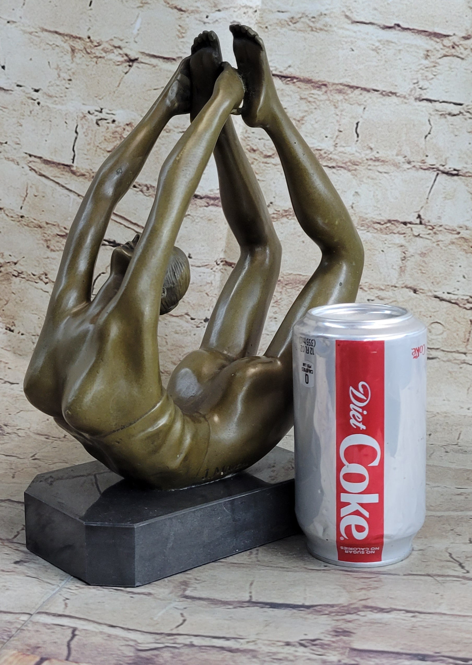 Rare Original Sport Gymnast Bronze Sculpture Marble