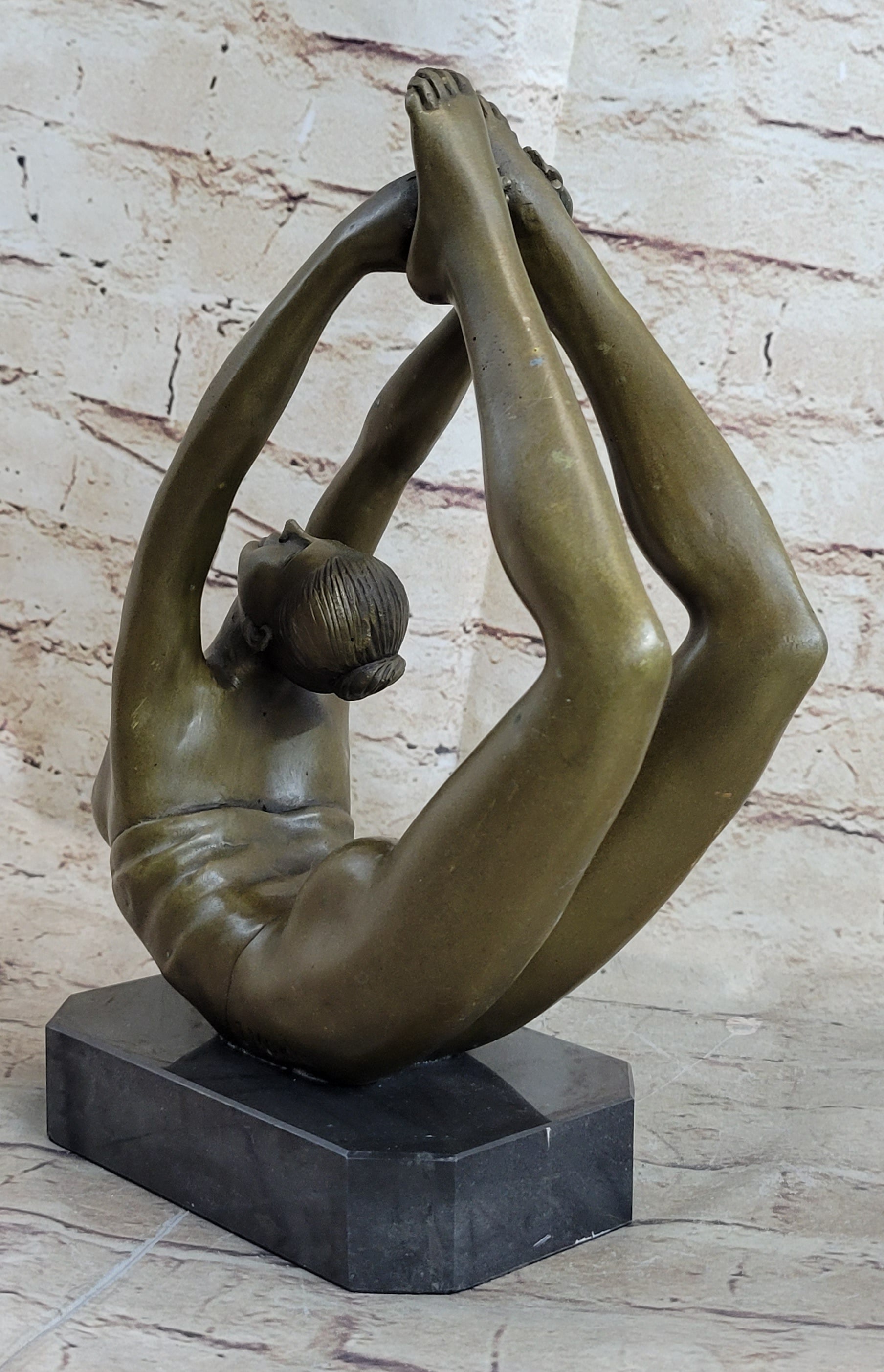 Rare Original Sport Gymnast Bronze Sculpture Marble