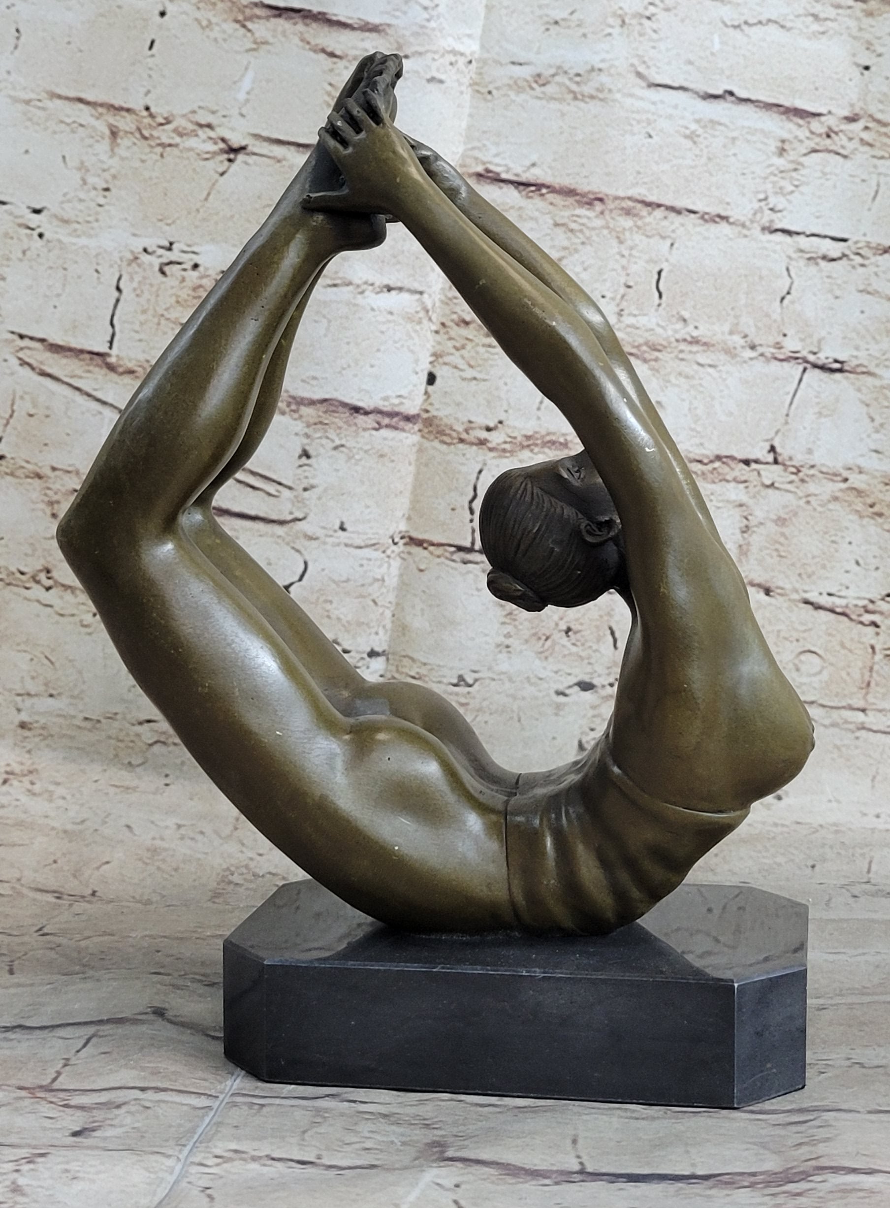 Rare Original Sport Gymnast Bronze Sculpture Marble
