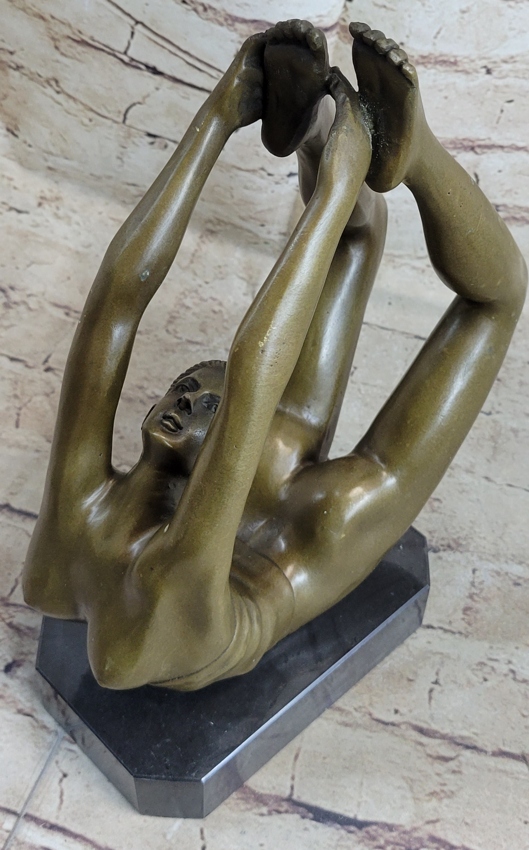Rare Original Sport Gymnast Bronze Sculpture Marble