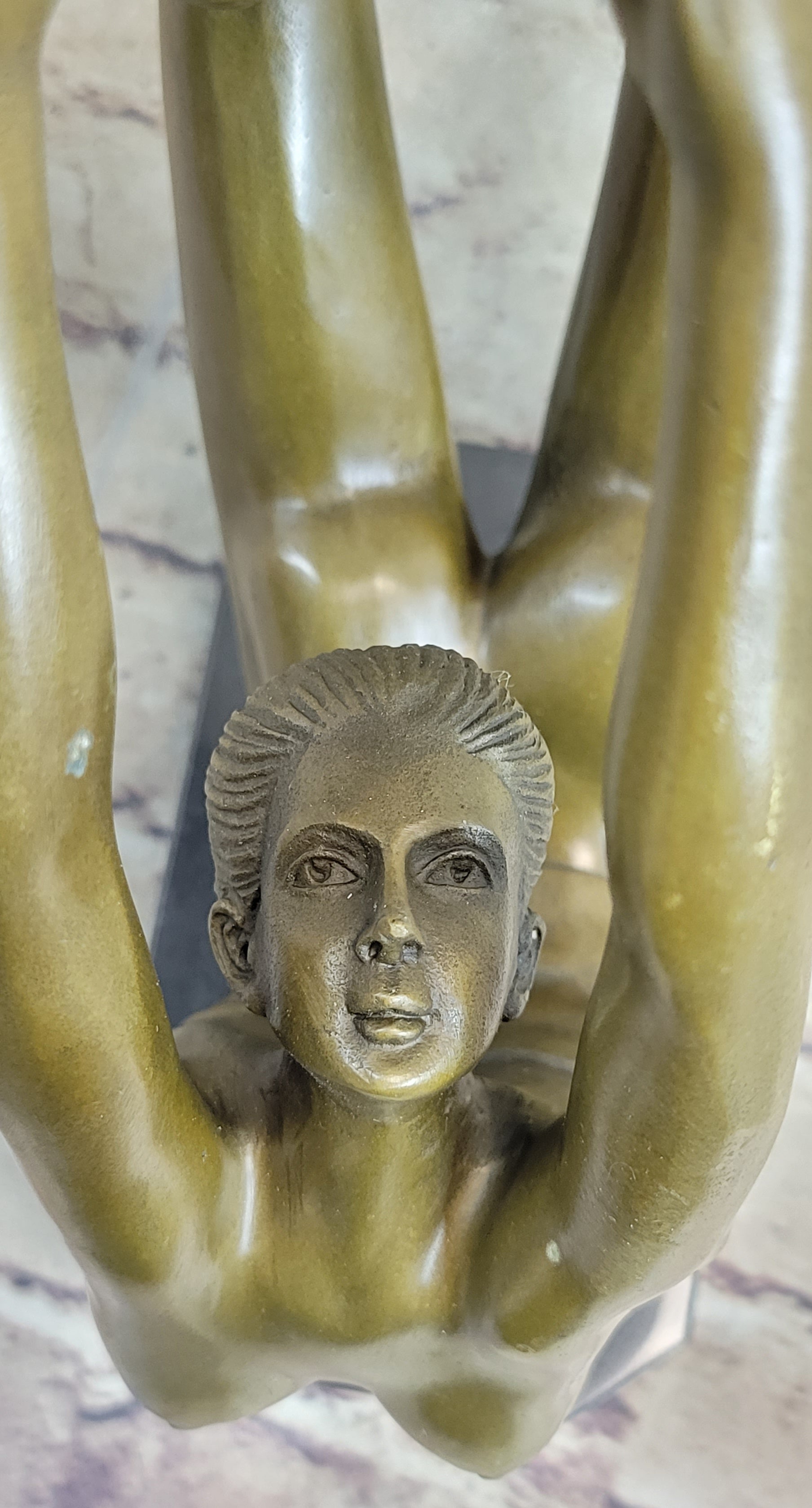 Rare Original Sport Gymnast Bronze Sculpture Marble