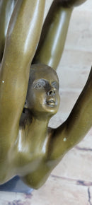 Rare Original Sport Gymnast Bronze Sculpture Marble