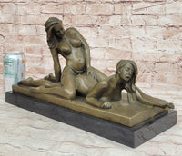 Bronze Erotic Art Sculpture by Mavchi Two Lesbian Lovers Strap-On Sex