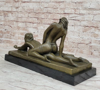 Bronze Erotic Art Sculpture by Mavchi Two Lesbian Lovers Strap-On Sex