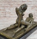 Bronze Erotic Art Sculpture by Mavchi Two Lesbian Lovers Strap-On Sex