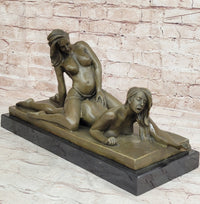 Bronze Erotic Art Sculpture by Mavchi Two Lesbian Lovers Strap-On Sex