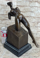 Abstract Surrealism Modern Art Sculpture of Nude Partial Female Figure on Marble Base