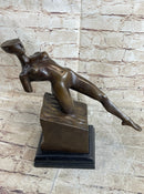 Abstract Surrealism Modern Art Sculpture of Nude Partial Female Figure on Marble Base