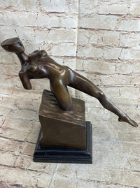 Abstract Surrealism Modern Art Sculpture of Nude Partial Female Figure on Marble Base