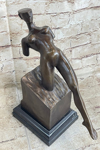 Abstract Surrealism Modern Art Sculpture of Nude Partial Female Figure on Marble Base