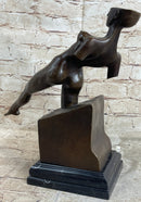 Abstract Surrealism Modern Art Sculpture of Nude Partial Female Figure on Marble Base