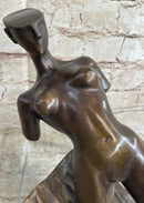 Abstract Surrealism Modern Art Sculpture of Nude Partial Female Figure on Marble Base