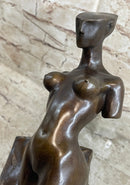 Abstract Surrealism Modern Art Sculpture of Nude Partial Female Figure on Marble Base