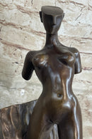 Abstract Surrealism Modern Art Sculpture of Nude Partial Female Figure on Marble Base