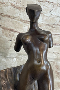 Abstract Surrealism Modern Art Sculpture of Nude Partial Female Figure on Marble Base