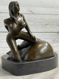 Mavchi Nude Woman Resting on a large Ass Bronze Erotic Sculpture