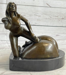 Mavchi Nude Woman Resting on a large Ass Bronze Erotic Sculpture