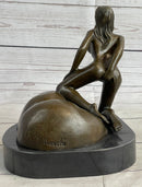 Mavchi Nude Woman Resting on a large Ass Bronze Erotic Sculpture
