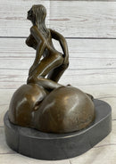 Mavchi Nude Woman Resting on a large Ass Bronze Erotic Sculpture