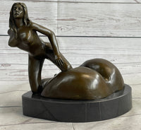 Mavchi Nude Woman Resting on a large Ass Bronze Erotic Sculpture